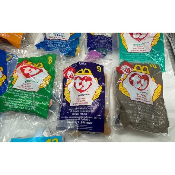 1998 Ty Teenie Beanie Babies Mcdonalds Happy Meal Toys Complete Set 1-12 New - Picture 3 of 10